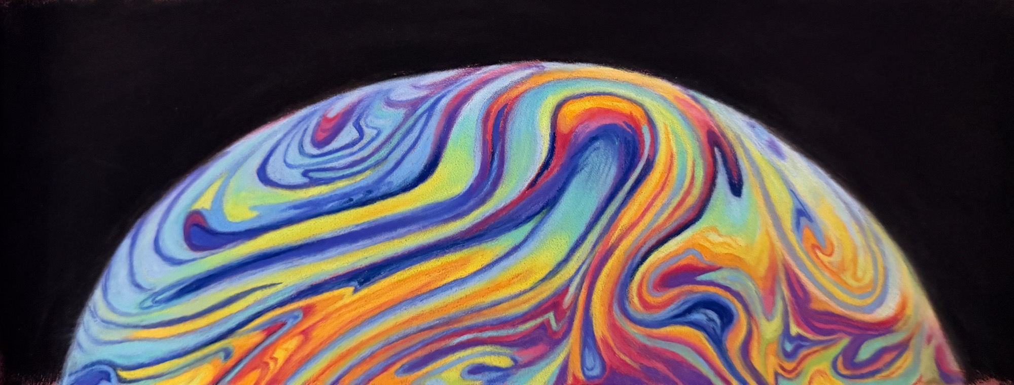 Soapbubble — pastel pencil on pastelmat, 2025