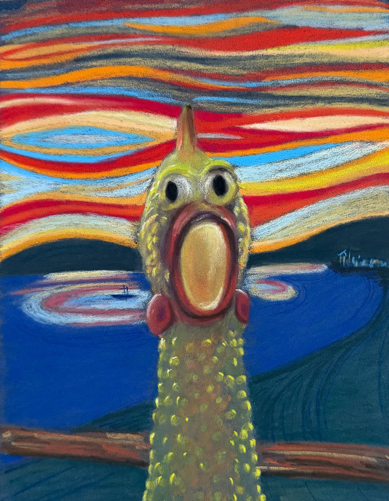 The Squawk — pastel pencil on pastelmat